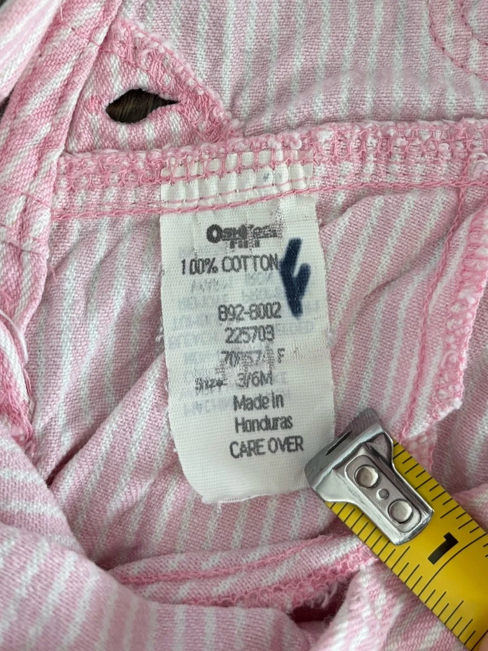 Vintage OshKosh B'gosh Vestbak Pink White Pinstripe Overalls Bibs Baby 3/6 Mos